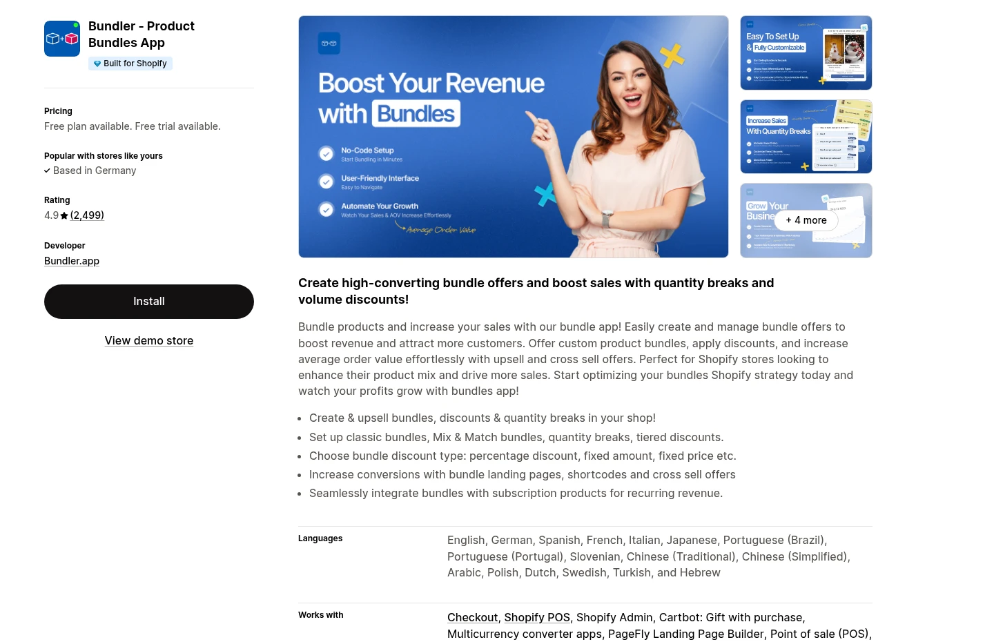 Official Shopify App Store page for Bundler. Features and pricing can change.