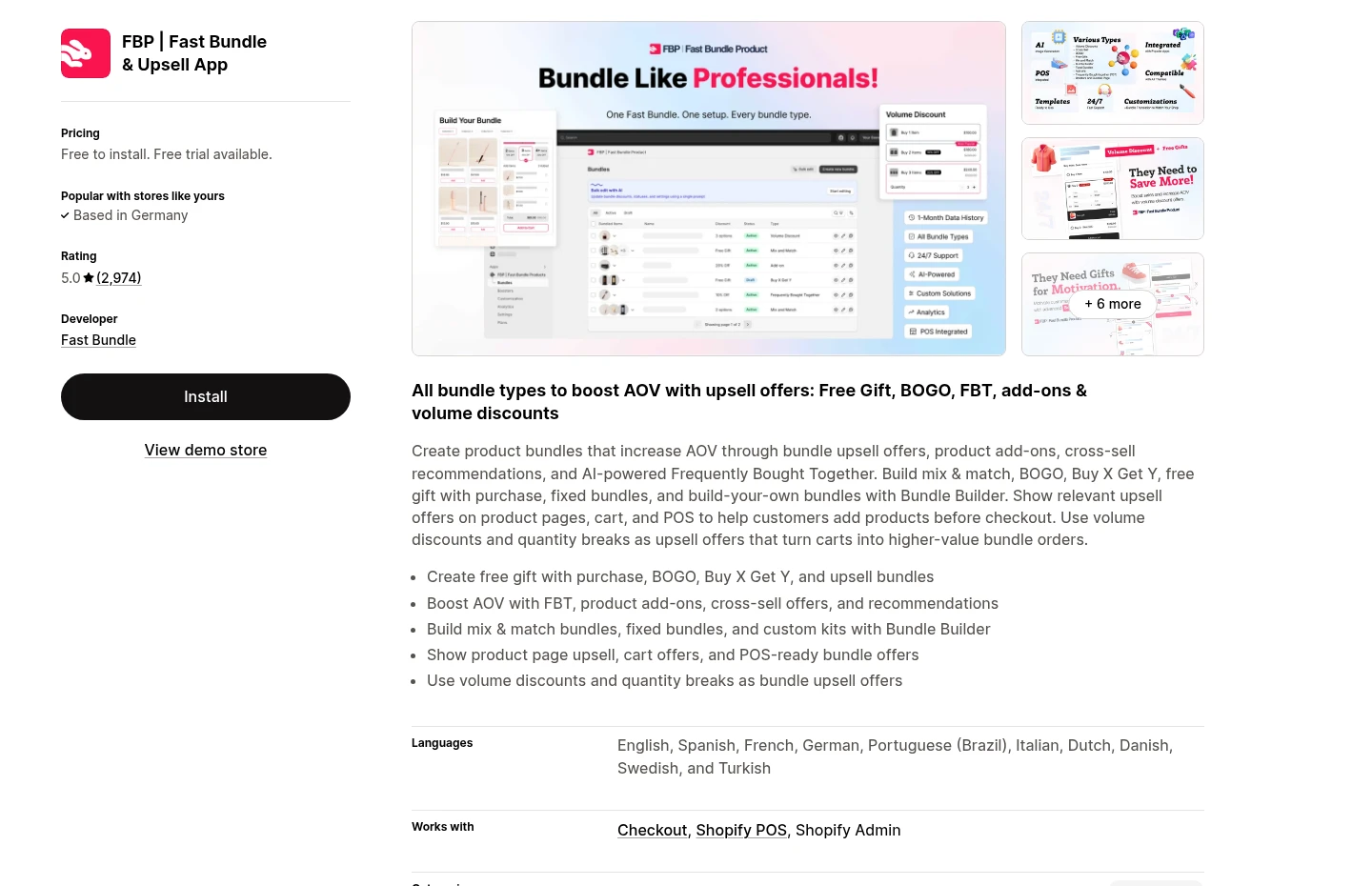 Official Shopify App Store page for Fast Bundle. Features and pricing can change.